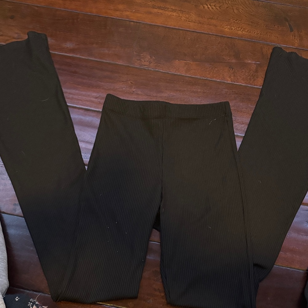Topshop Black Ribbed Trousers